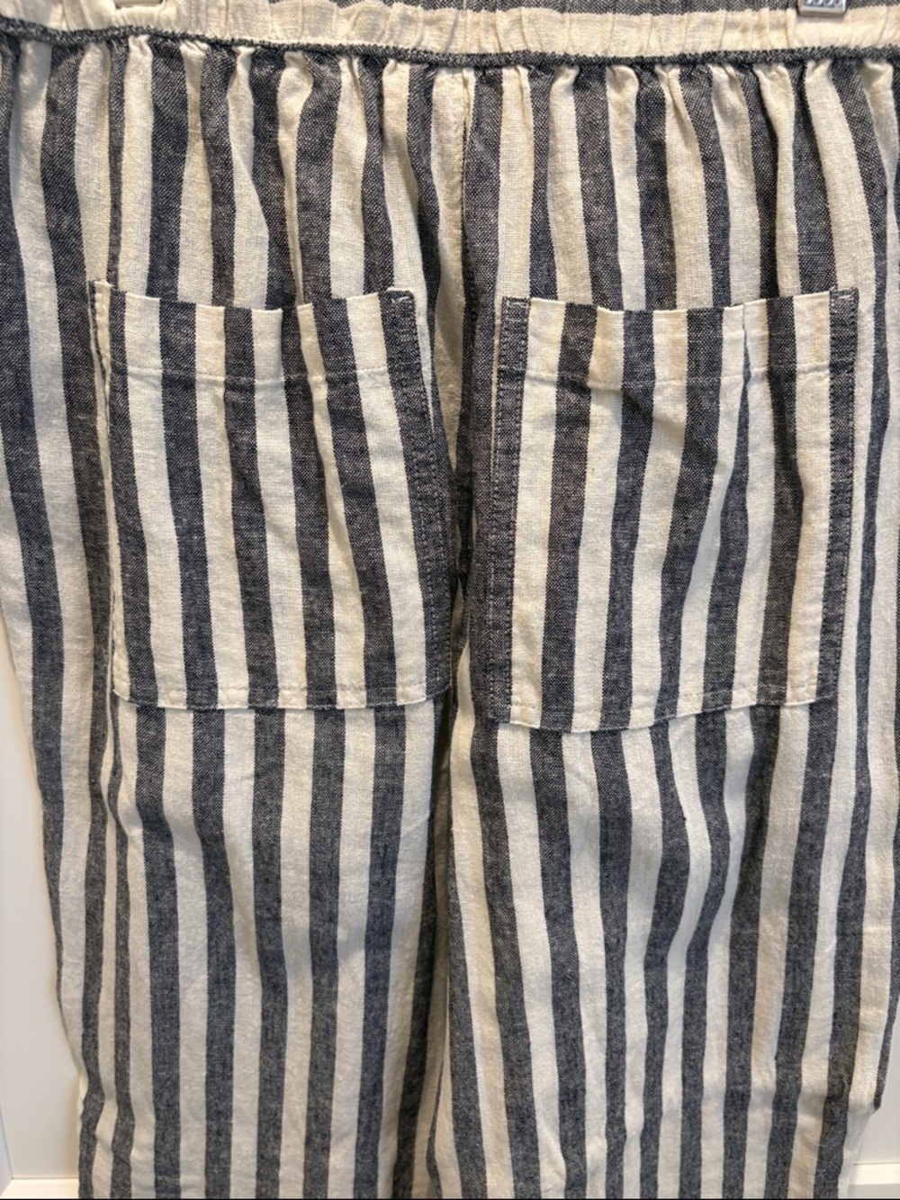 Universal Thread Linen Navy & White Striped Smocked top and pants - Picture 9 of 15